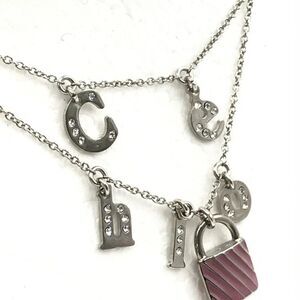 Chole Silver Double Layered Charm Necklace with Rhinestones